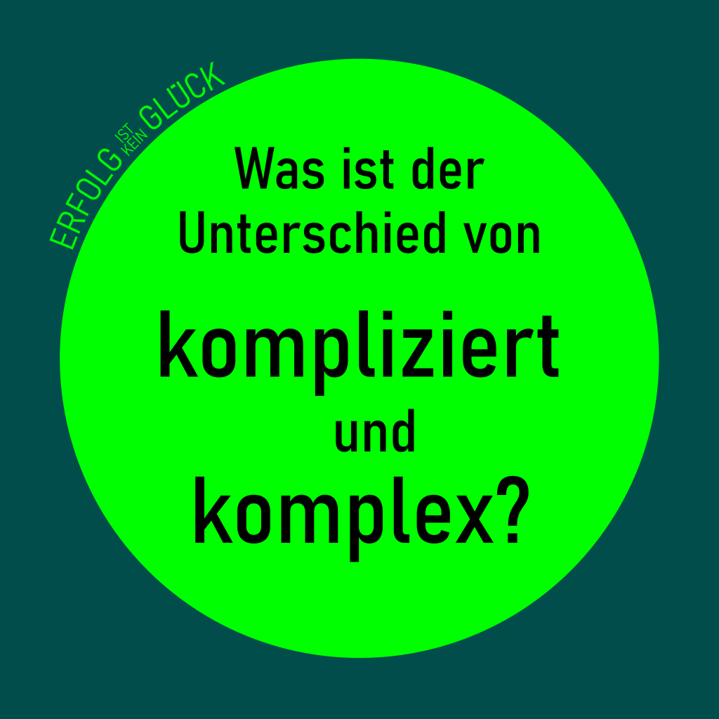 Textgrafik mit der Frage: „Was ist der Unterschied von kompliziert und komplex?“