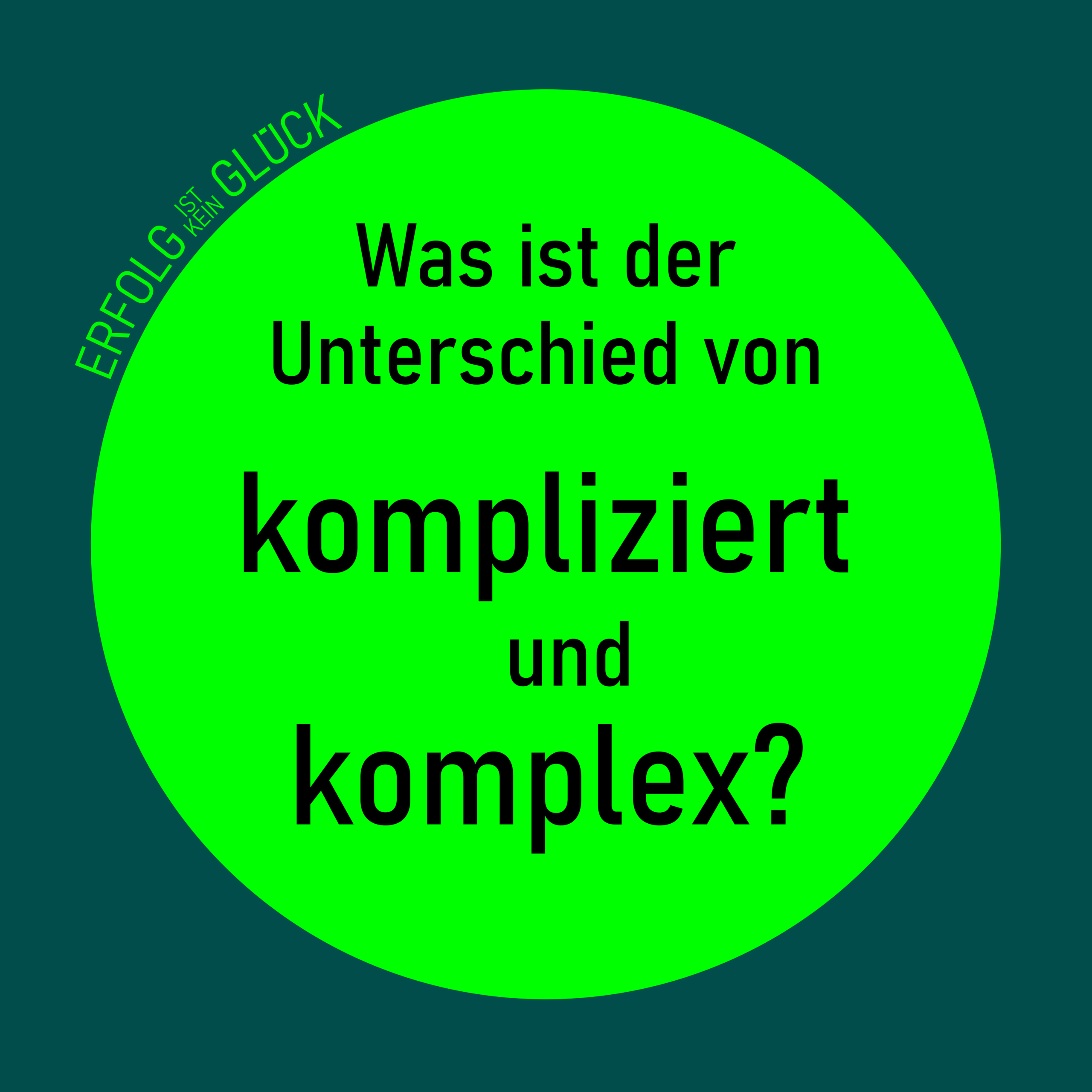 Textgrafik mit der Frage: „Was ist der Unterschied von kompliziert und komplex?“