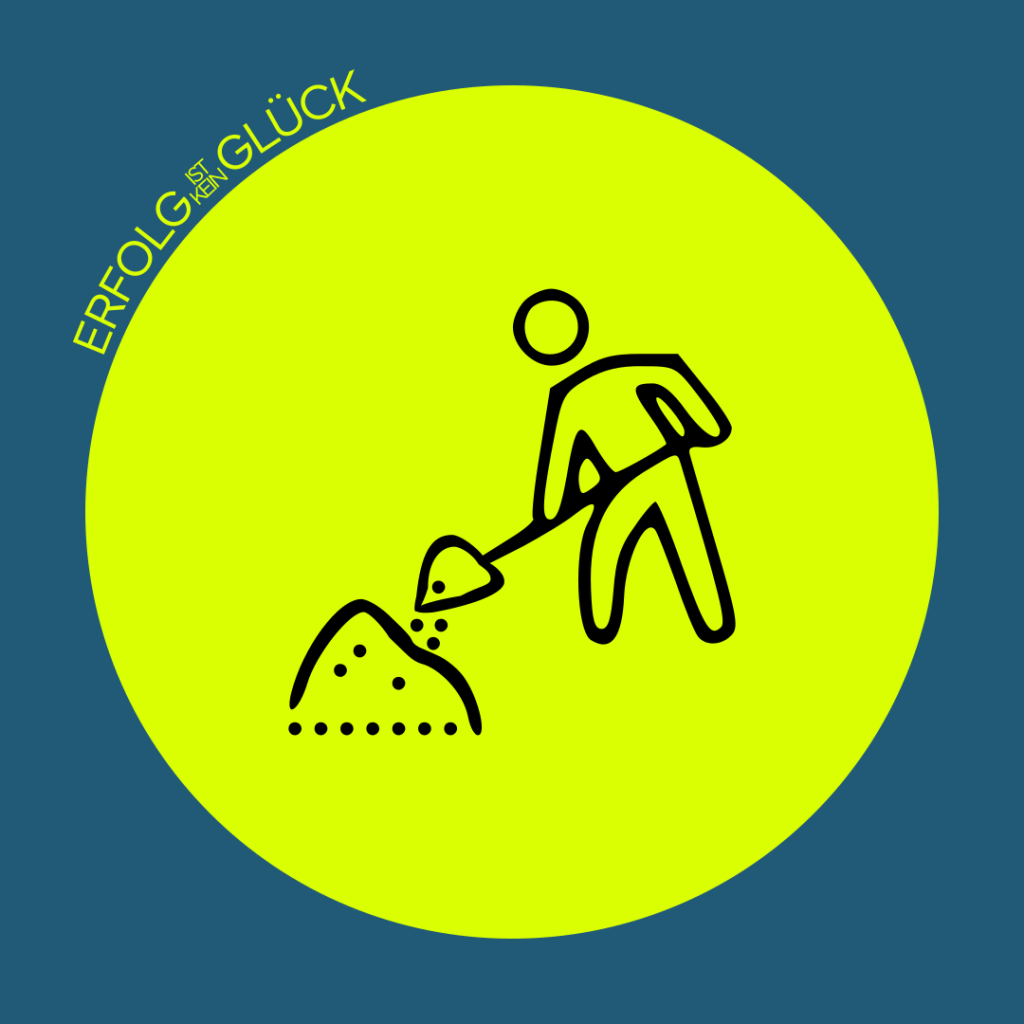 Mann, der Löcher gräbt und wieder zuschaufelt, Symbol für sinnlose oder repetitive Arbeit.