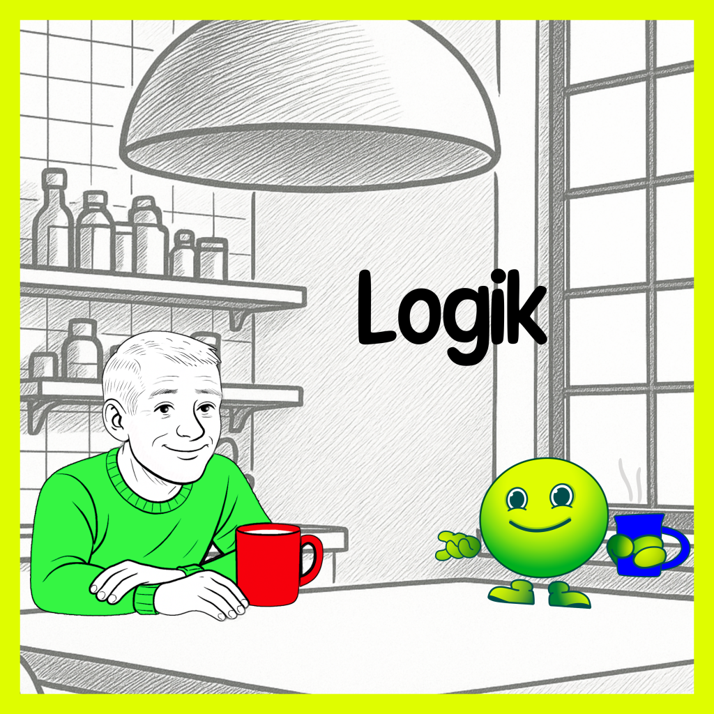 Sisu und Psycho sitzen am Frühstückstisch, Psycho erklärt Sisu warum Logik nicht immer hilft