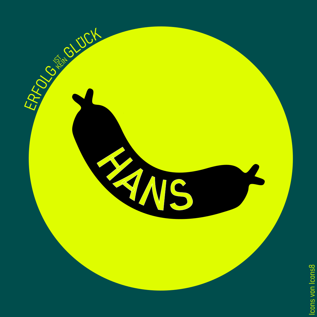 Schwarze Wurst mit der Aufschrift "Hans" – visuelle Darstellung des alten Schimpfworts "Hanswurst" als symbolische Illustration für Oldschool-Beleidigungen