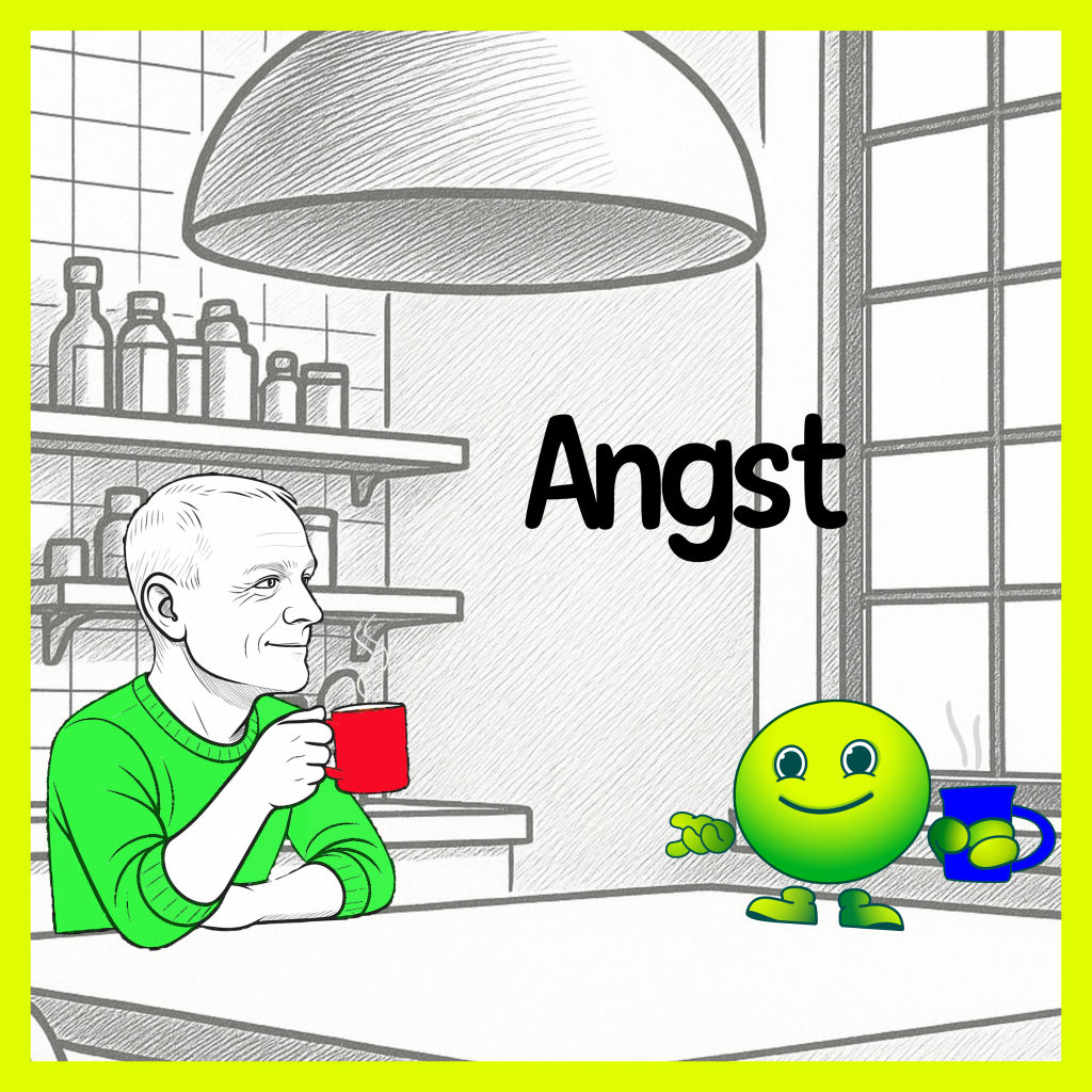 Sisu und Psycho sitzen am Frühstückstisch, im Gespräch über Angst