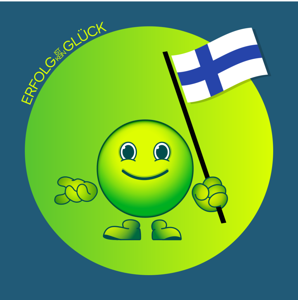 Sisu mit einer finnischen Flagge: Symbol innerer Stärke und Beharrlichkeit.